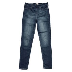 Frayed High Rise Skinny Jeans 30 (30 x 28) Dark Wash Blue Stretch Womens Denim